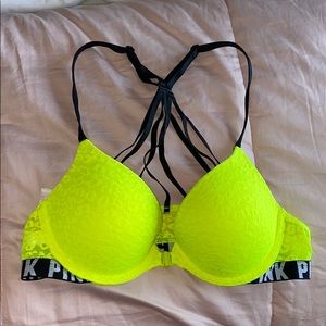 Neon yellow Pink bra